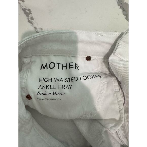 Mother Jeans High Waisted Looker Ankle Fray Size 25 White - Picture 9 of 11